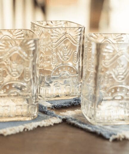 Clear Square Textured Olmeca Tumblers