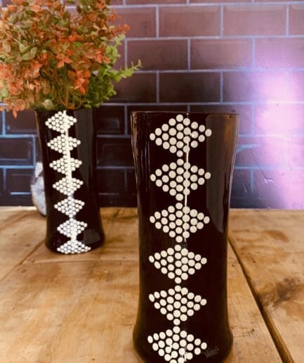 Amarula glass vase with white geo print