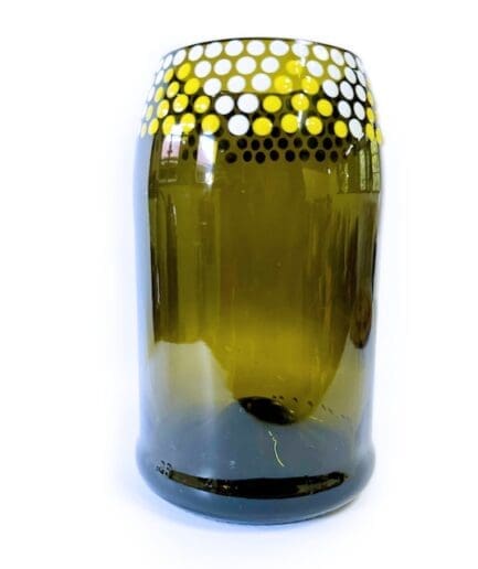White yellow geo print flower vase