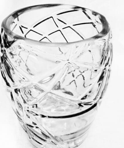 Large Diamond clear wide mouth glass vase