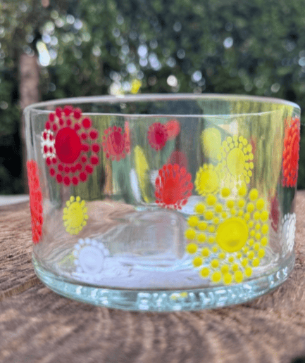 Clear Short Holder with  red yellow orange detail