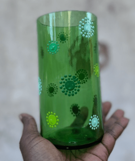 Green medium sized glass vase