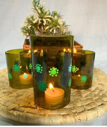 Set of Green Dotted Candle Hurricanes
