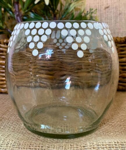 Clear Bowl With White Geometric Print