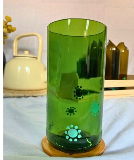 Tall Green Water Tumbler With Multiple Green Dots